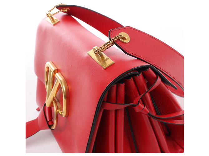 Borsa a tracolla in pelle Valentino Garavani VRing in rosso - vista 6