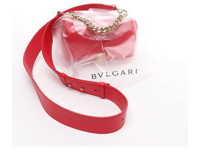 Bulgari Borsa a tracolla Serpenti in pelle con catena BVLGARI, Rosso Rosa - vista 11