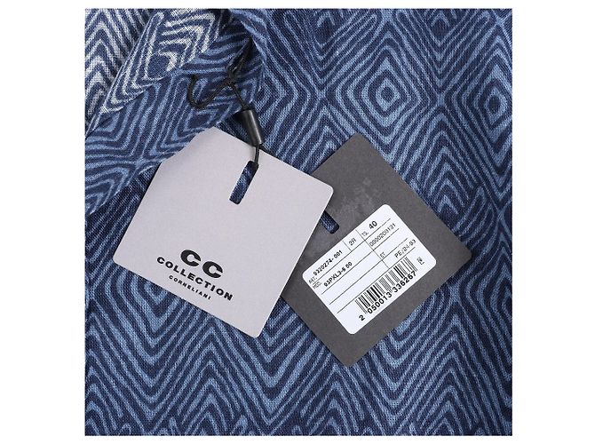 Autre Marque CC Collection Corneliani gemustertes Hemd in Dunkelblau, Größe 40 IT - Ansicht 6