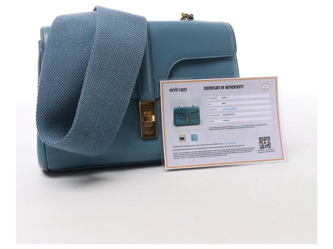 Céline Borsa a tracolla in pelle CELINE Soft 16 Teen in blu - vista 13