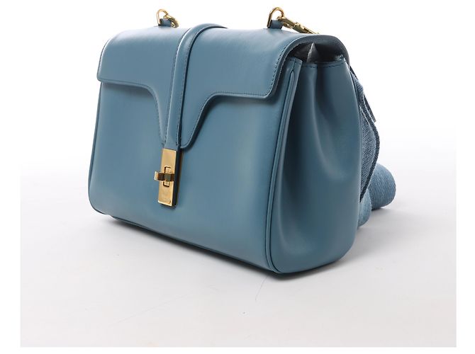 Céline Borsa a tracolla in pelle CELINE Soft 16 Teen in blu - vista 2