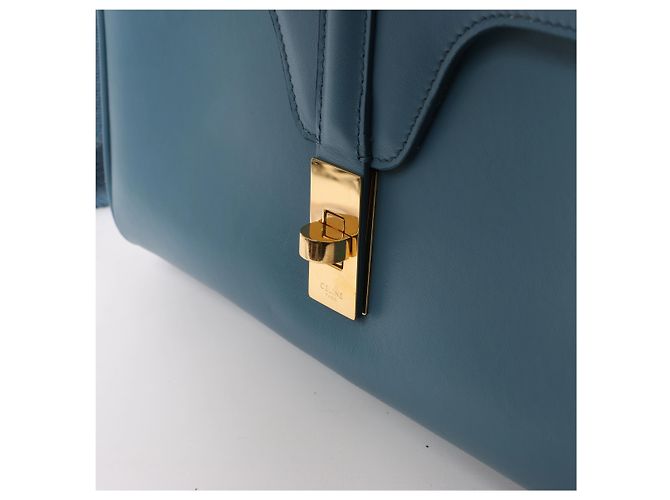 Céline Borsa a tracolla in pelle CELINE Soft 16 Teen in blu - vista 6