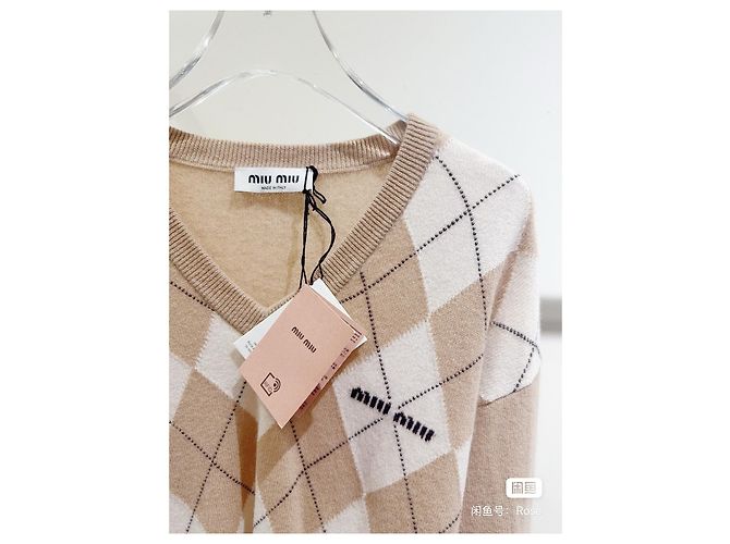 Malha Miu Miu de lã bege Multicor - vista 2