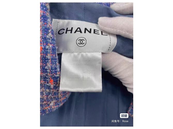 Chanel Tweed Jacke Lila Größe 34 Mehrfarben - Ansicht 6