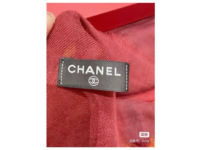 Chanel Schal aus Kaschmir Bordeaux Mehrfarben - Ansicht 3