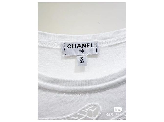 Chanel Oberteil aus Baumwolle Weiß Größe 40 Mehrfarben - Ansicht 2