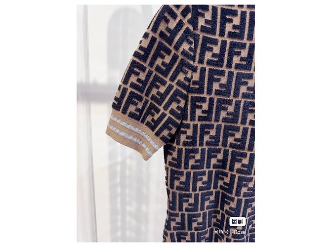 Fendi Logo Print Wool Top Brown Multiple colors - view 3