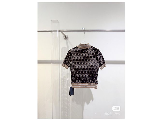 Fendi Logo Print Wool Top Brown Multiple colors - view 4