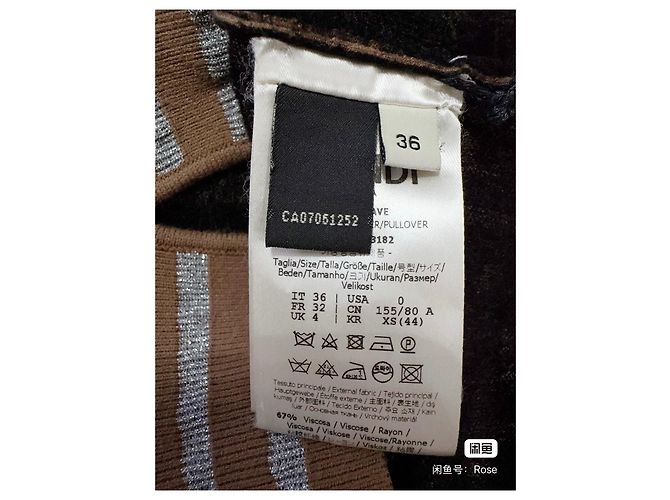 Fendi Logo Print Wool Top Brown Multiple colors - view 5