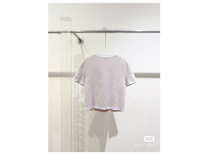 Balmain Strickpullover aus Wolle weiß mit Allover Print Mehrfarben - Ansicht 4