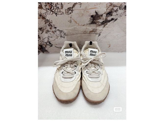 Baskets Miu Miu en cuir blanc Multicolore - vue 2