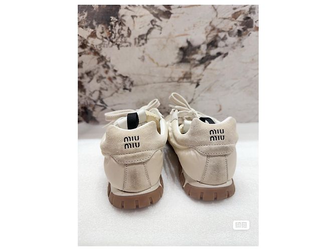 Baskets Miu Miu en cuir blanc Multicolore - vue 3