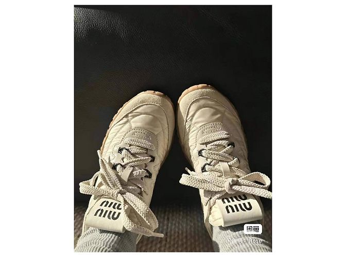Baskets Miu Miu en cuir blanc Multicolore - vue 7