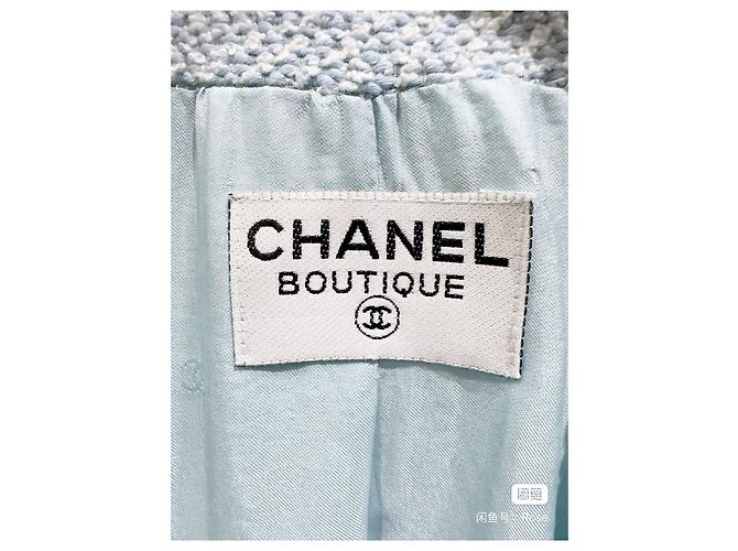 Chanel Mantel aus blauem Tweed Mehrfarben - Ansicht 3