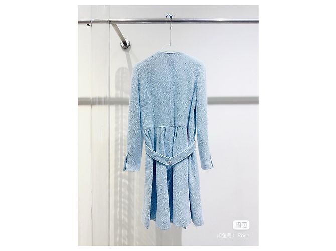 Chanel Mantel aus blauem Tweed Mehrfarben - Ansicht 4