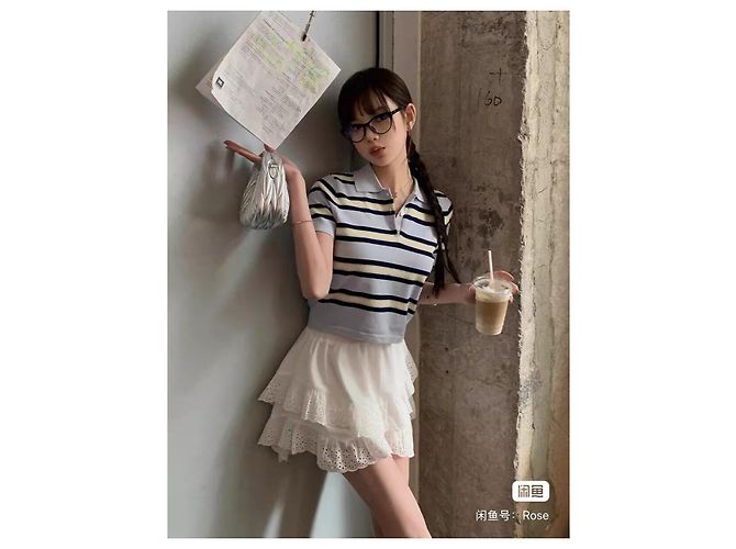 Polo Miu Miu in cotone blu Multicolore - vista 7