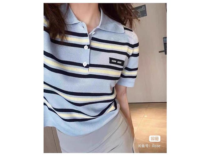 Polo Miu Miu in cotone blu Multicolore - vista 8