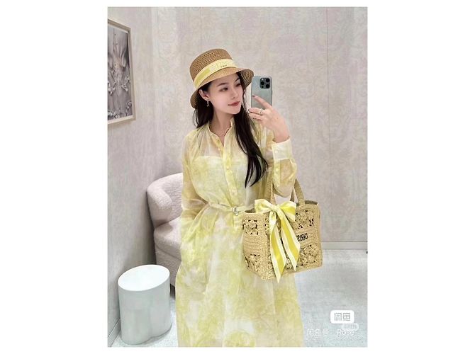 Autre Marque Vestido Dior de seda amarillo Multicolor - vista 9
