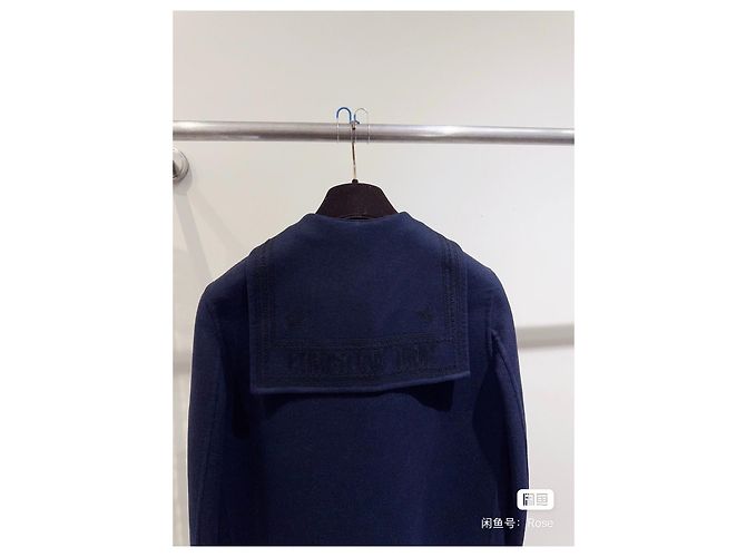Autre Marque Giacca Dior in lana blu navy con colletto alla marinara taglia 36 Multicolore - vista 3