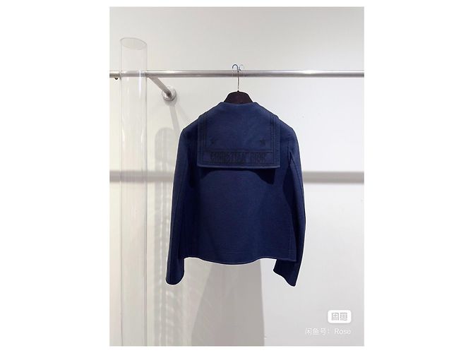 Autre Marque Giacca Dior in lana blu navy con colletto alla marinara taglia 36 Multicolore - vista 4