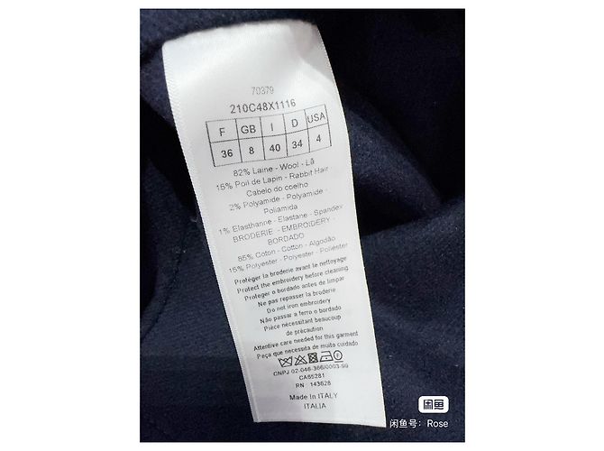 Autre Marque Giacca Dior in lana blu navy con colletto alla marinara taglia 36 Multicolore - vista 6