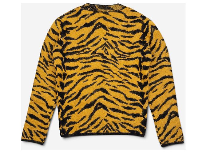 Autre Marque Strickpullover mit verschwommenem Tigerstreifenmuster von Saint Laurent AW19 Gelb - Ansicht 2