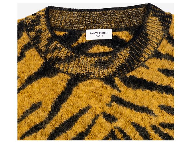 Autre Marque Strickpullover mit verschwommenem Tigerstreifenmuster von Saint Laurent AW19 Gelb - Ansicht 3