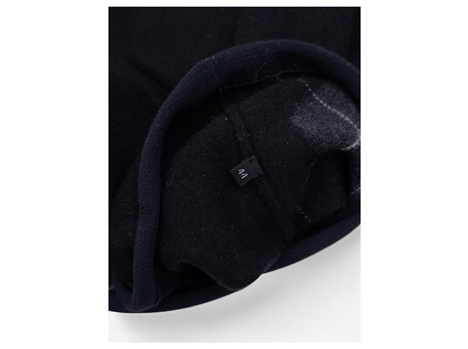 Pull en maille col en V à motifs Argyle Prada AW03 Bleu Marine - vue 4