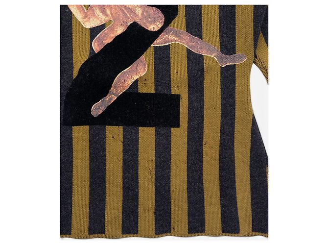 Gestreifter Nummer 2 Wrestler Rollkragenpullover 'Russischer Konstruktivismus' Jean Paul Gaultier AW86 Grau - Ansicht 4