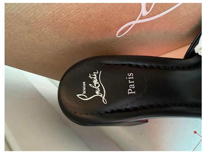 Christian Louboutin Sandali Mules in Pelle Nera Nero - vista 2