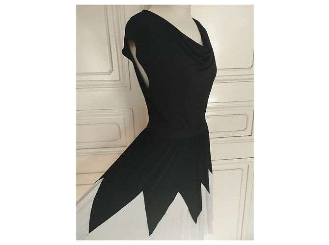 Alain Manoukian Manoukian Drapiertes Preppy Abendkleid Schwarz Weiß - Ansicht 13