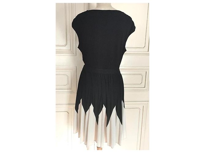 Alain Manoukian Manoukian Drapiertes Preppy Abendkleid Schwarz Weiß - Ansicht 14