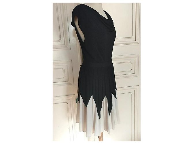 Alain Manoukian Manoukian Drapiertes Preppy Abendkleid Schwarz Weiß - Ansicht 16