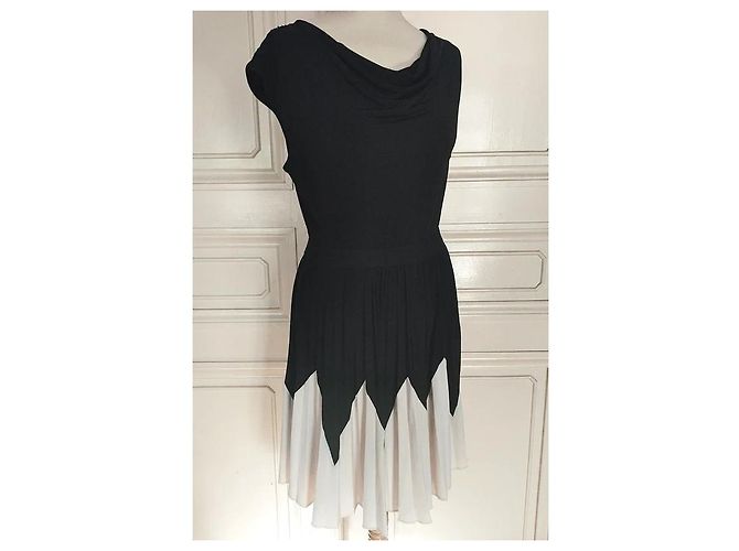 Alain Manoukian Manoukian Drapiertes Preppy Abendkleid Schwarz Weiß - Ansicht 18