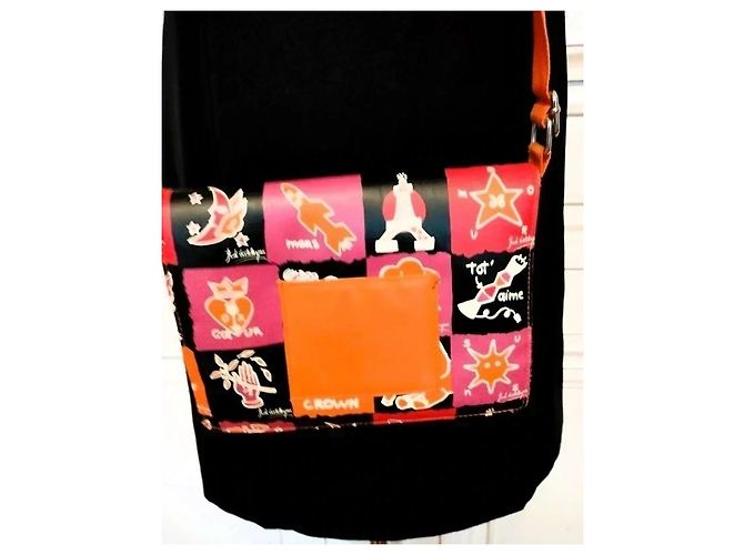 Autre Marque Jean Charles de Castelbajac Borsa a Tracolla Mission Mars Collector Nero Rosa Rosso Multicolore Arancione - vista 12