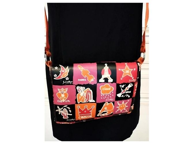 Autre Marque Jean Charles de Castelbajac Borsa a Tracolla Mission Mars Collector Nero Rosa Rosso Multicolore Arancione - vista 17