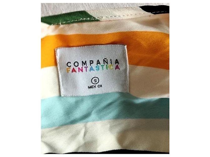 Autre Marque Compania Fantastica Gestreiftes Preppy Kleid Schwarz Weiß Blau Grün Orange Gelb - Ansicht 15