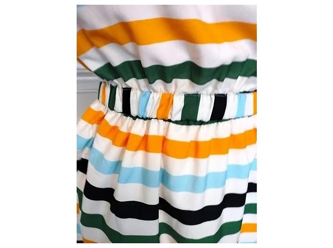 Autre Marque Compania Fantastica Gestreiftes Preppy Kleid Schwarz Weiß Blau Grün Orange Gelb - Ansicht 16