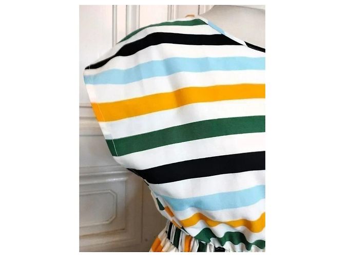 Autre Marque Compania Fantastica Gestreiftes Preppy Kleid Schwarz Weiß Blau Grün Orange Gelb - Ansicht 7