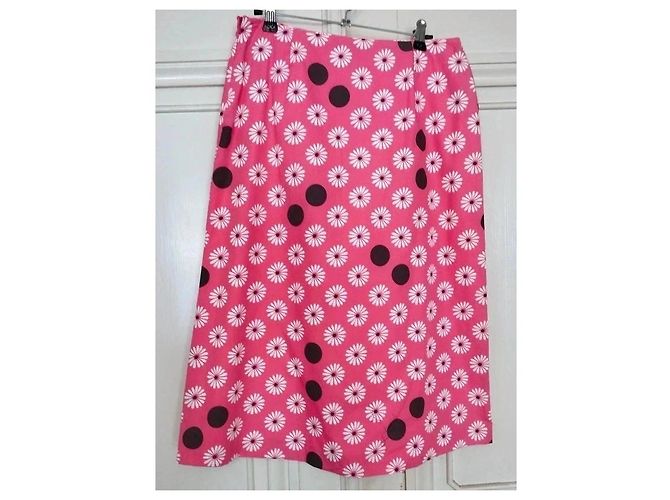 Johnnie Boden Boden Saia Midi Rosa de Flores e Bolinhas Marrom Branco - vista 11