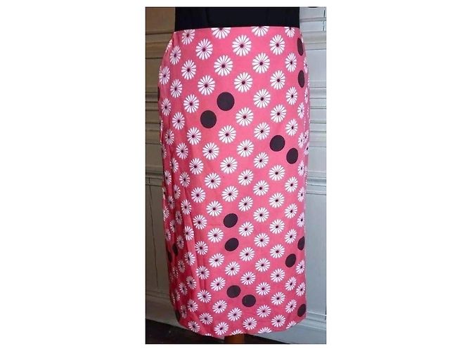 Johnnie Boden Boden Saia Midi Rosa de Flores e Bolinhas Marrom Branco - vista 12