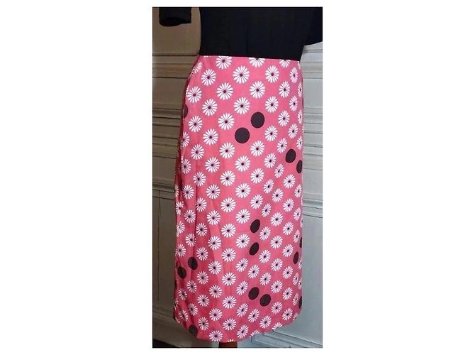 Johnnie Boden Boden Saia Midi Rosa de Flores e Bolinhas Marrom Branco - vista 15