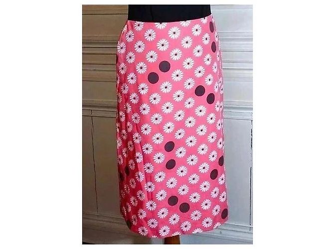 Johnnie Boden Boden Saia Midi Rosa de Flores e Bolinhas Marrom Branco - vista 16
