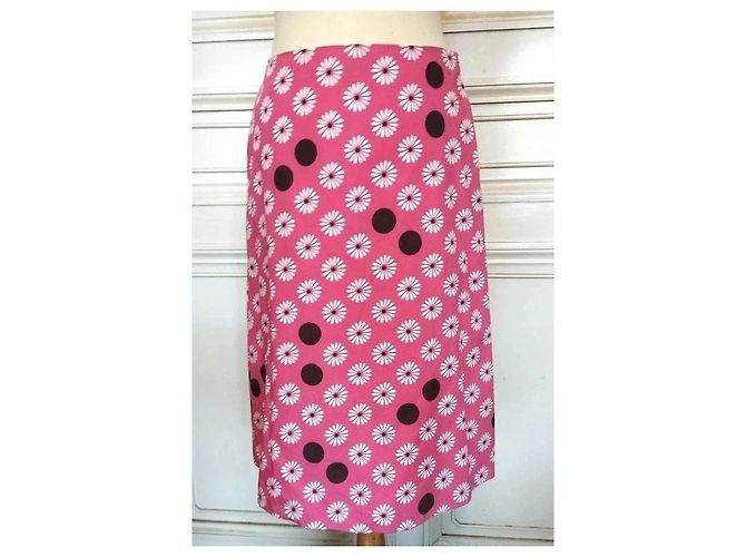 Johnnie Boden Boden Saia Midi Rosa de Flores e Bolinhas Marrom Branco - vista 17