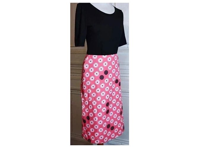 Johnnie Boden Boden Saia Midi Rosa de Flores e Bolinhas Marrom Branco - vista 18