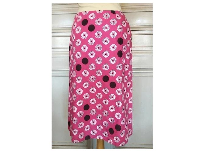 Johnnie Boden Boden Saia Midi Rosa de Flores e Bolinhas Marrom Branco - vista 20