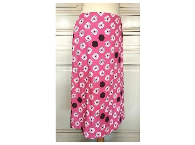 Johnnie Boden Boden Saia Midi Rosa de Flores e Bolinhas Marrom Branco - vista 9