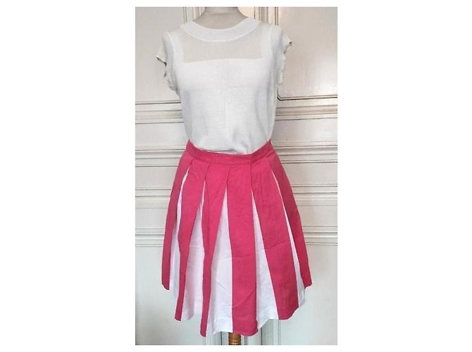 Moschino Gonna Baya Pop in Cotone e Seta Rosa Bianco - vista 15