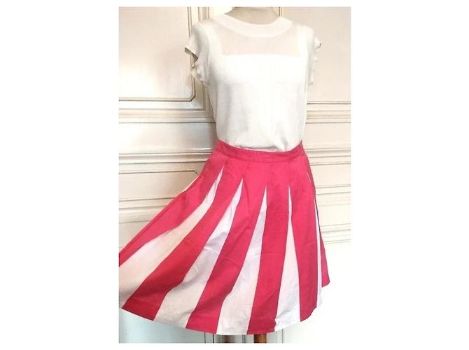 Moschino Gonna Baya Pop in Cotone e Seta Rosa Bianco - vista 16