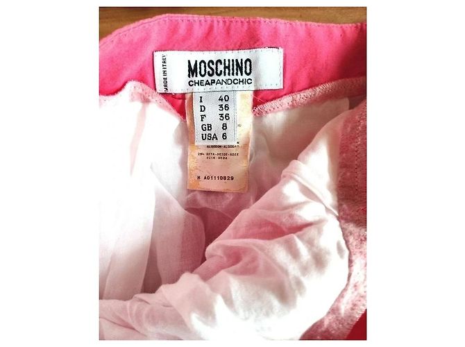 Moschino Gonna Baya Pop in Cotone e Seta Rosa Bianco - vista 4